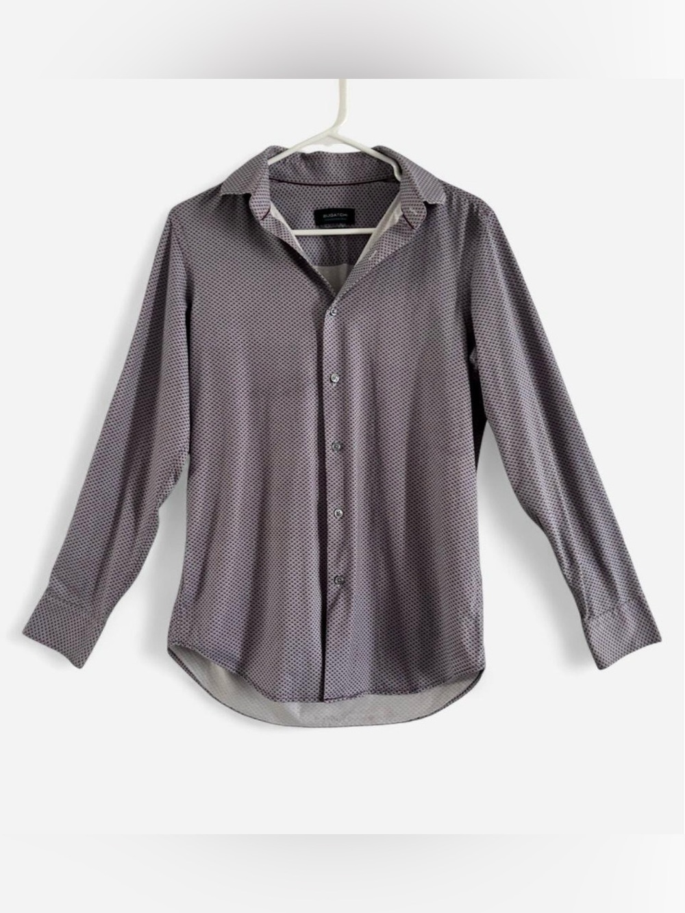 Bugatchi OoohCotton Tech Shirt Men's Small Geometric 8-Way Stretch